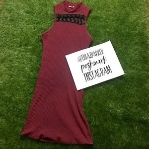 Bodycon Burgundy Black Laced Dress